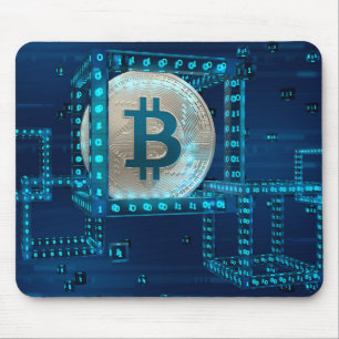 Bitcoin Cryptocurrency Blockchain Blue Silver Mouse Pad