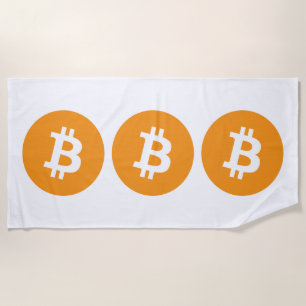 Bitcoin Cryptocurrency Logo Beach Towel