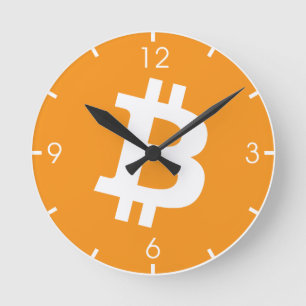 Bitcoin Cryptocurrency Logo Round Clock