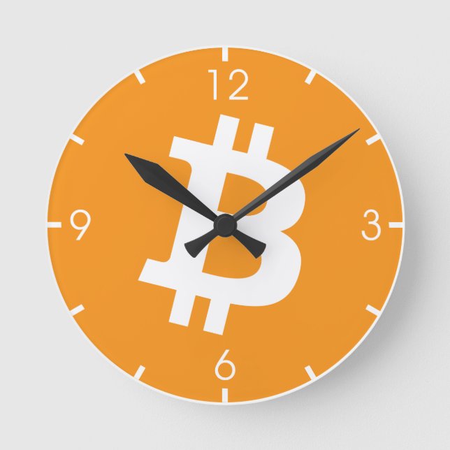 Bitcoin Cryptocurrency Logo Round Clock (Front)