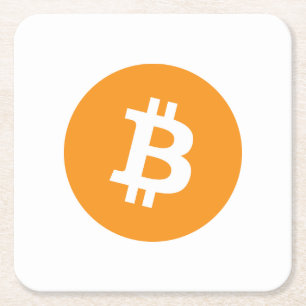 Bitcoin Cryptocurrency Logo Square Paper Coaster