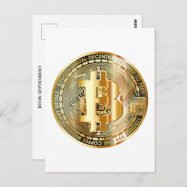Bitcoin cryptocurrency postcard (Front/Back)
