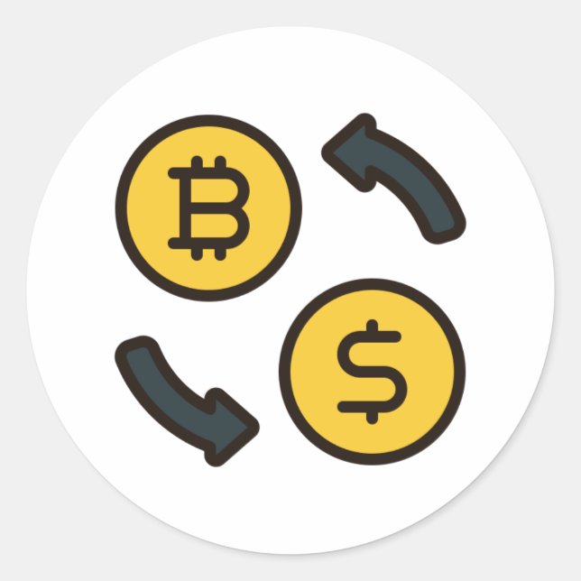 Bitcoin Currency to Dollar Icons Classic Round Sticker (Front)