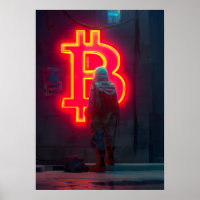 Bitcoin Cyber City Neon Symbol
