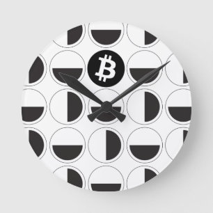 Bitcoin Designer Black & White Round Clock