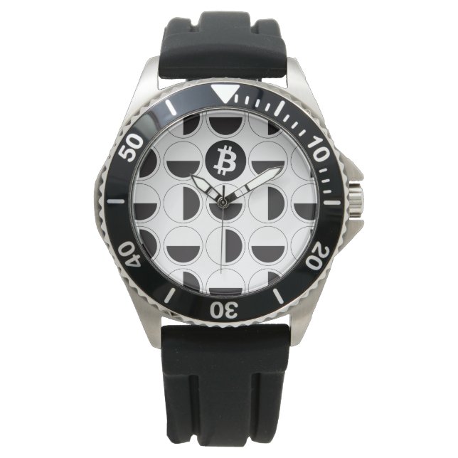 Bitcoin Designer Black & White Watch (Front)