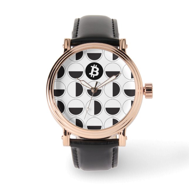 Bitcoin Designer Black & White Watch (Front)