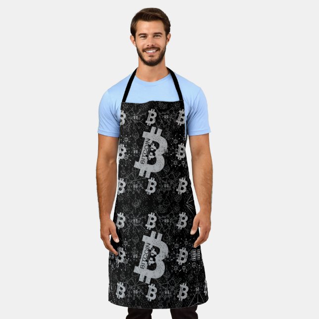 Bitcoin Digital Cryptocurrency Money Design Apron (Worn)