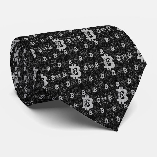 Bitcoin Digital Cryptocurrency Pattern Tie (Rolled)