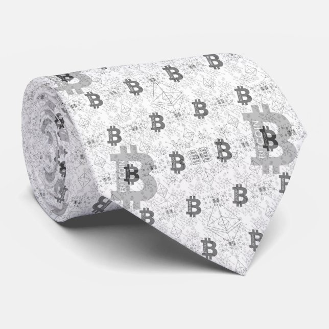 Bitcoin Digital Cryptocurrency Pattern Tie (Rolled)