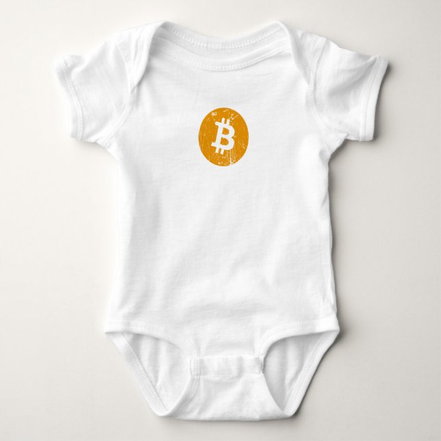 bitcoin digital currency money coin blockchain fin baby bodysuit (Front)