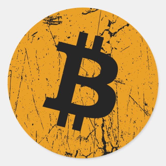 bitcoin digital currency money coin blockchain fin classic round sticker (Front)