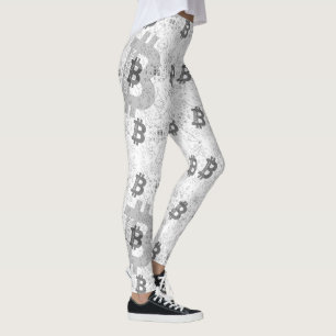 Bitcoin Digital Money White Cryptocurrency  Leggings