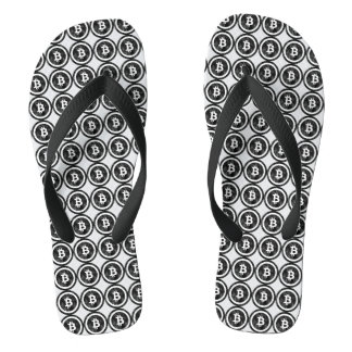 Bitcoin Distressed Black Coin Logo Flip Flops