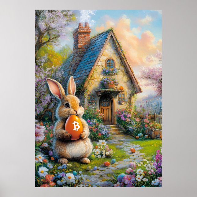 Bitcoin Easter Bunny Rabbit Hole Crypto BTC Poster (Front)