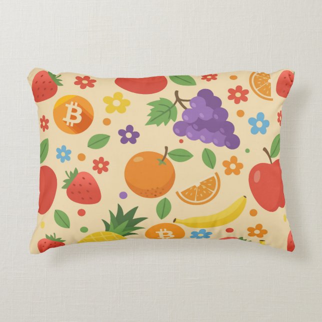 Bitcoin Fruits Decorative Cushion (Front)