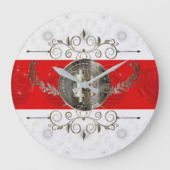Bitcoin Gold Coin Belarus Large Clock (Front)