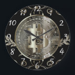 Bitcoin Gold Coin Black Money Design Round Clock<br><div class="desc">This design is for everyone who loves trading stocks,  options,  futures,  or forex.</div>