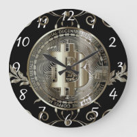 Bitcoin Gold Coin Black Money Design Round Clock