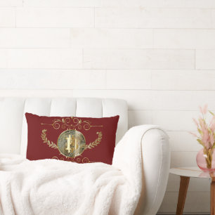 Bitcoin Gold Coin Digital Money Red Lumbar Cushion