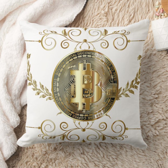 Bitcoin Gold Coin Digital Money White Cushion (Blanket)