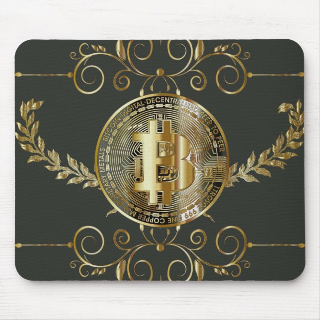 Bitcoin Gold Coin Green Design Mouse Pad (Front)