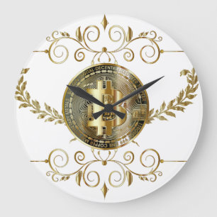 Bitcoin Gold Coin Money Large Clock