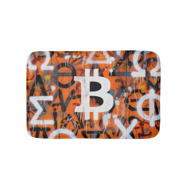 "Bitcoin Graffiti" (Style #2) Street Art Bath Mat (Front)