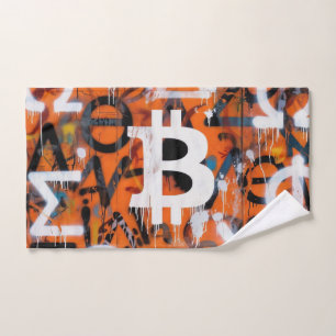 "Bitcoin Graffiti" (Style #2) Street Art Hand Towel