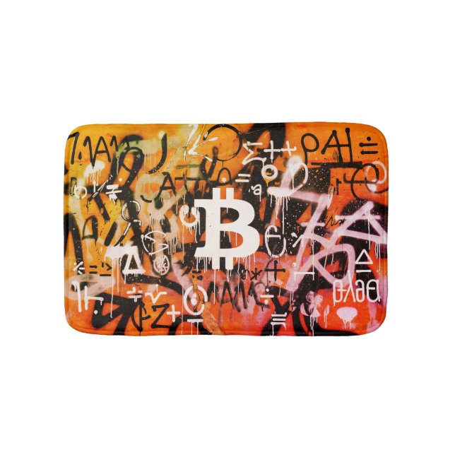 "Bitcoin Graffiti" (Style #3) Street Art Bath Mat (Front)