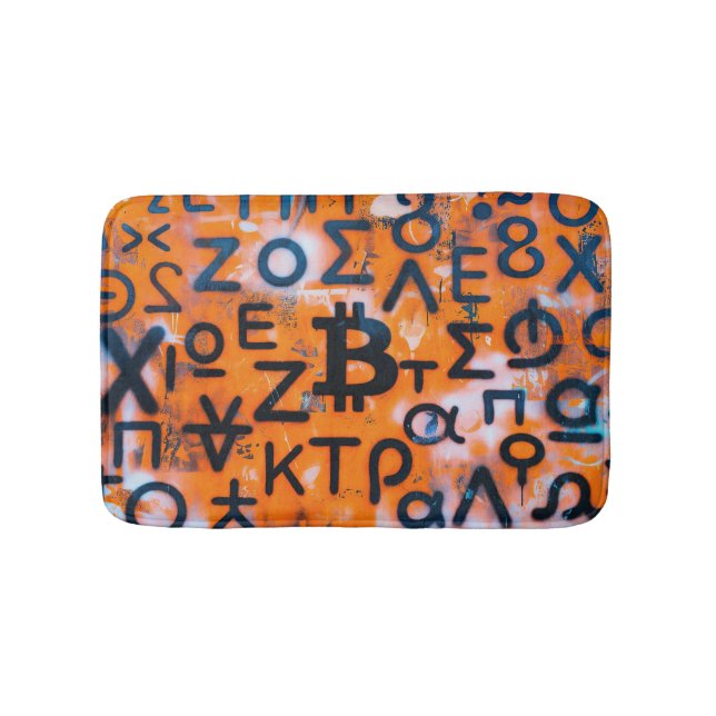 "Bitcoin Graffiti" (Style #5) Street Art Bath Mat (Front)