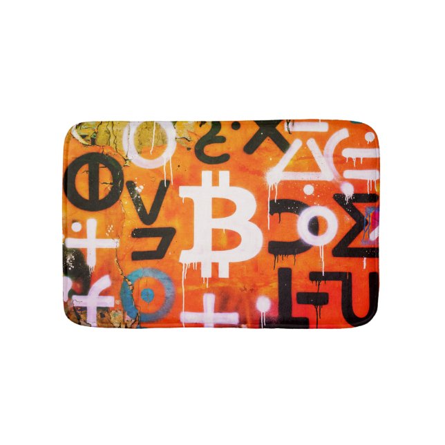 "Bitcoin Graffiti" (Style #6) Street Art Bath Mat (Front)