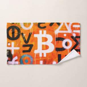 "Bitcoin Graffiti" (Style #6) Street Art Hand Towel