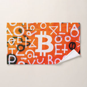 "Bitcoin Graffiti" (Style #7) Street Art Hand Towel