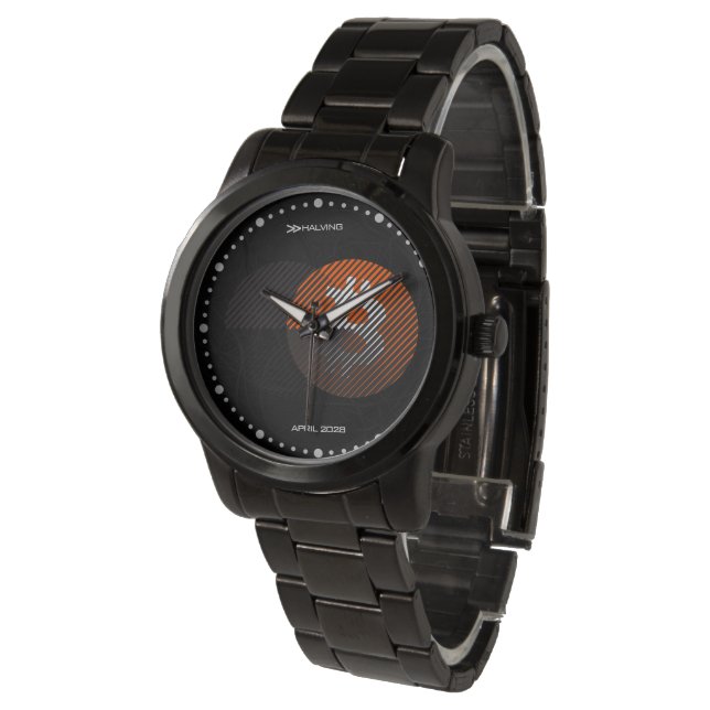 Bitcoin Halving 2028 (Style: 3 / Classic Orange) Watch (Angled)