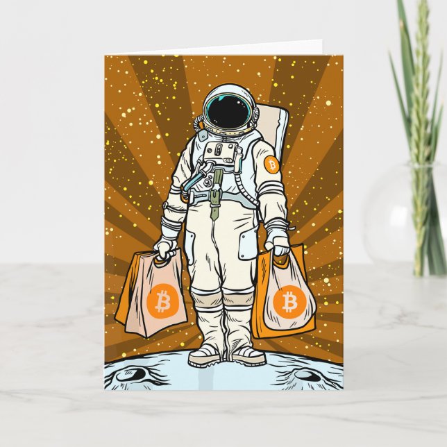 BITCOIN-HODL-Crypto Astronaut Qr code Thank You Card (Front)
