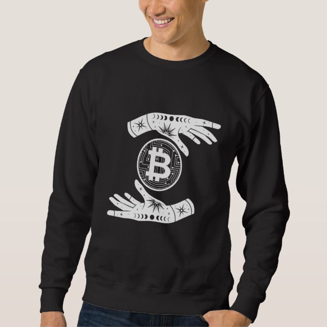 Bitcoin Hodl Hand Holding Cryptocurrency Digital C Sweatshirt (Front)