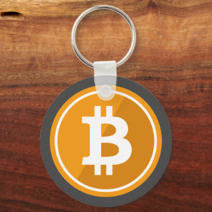 Bitcoin Icon in orange and grey - cryptocurrency Key Ring