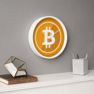 Bitcoin Icon in orange and white - cryptocurrency  Clock