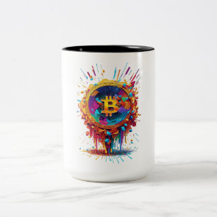 Bitcoin illustration Two-Tone coffee mug