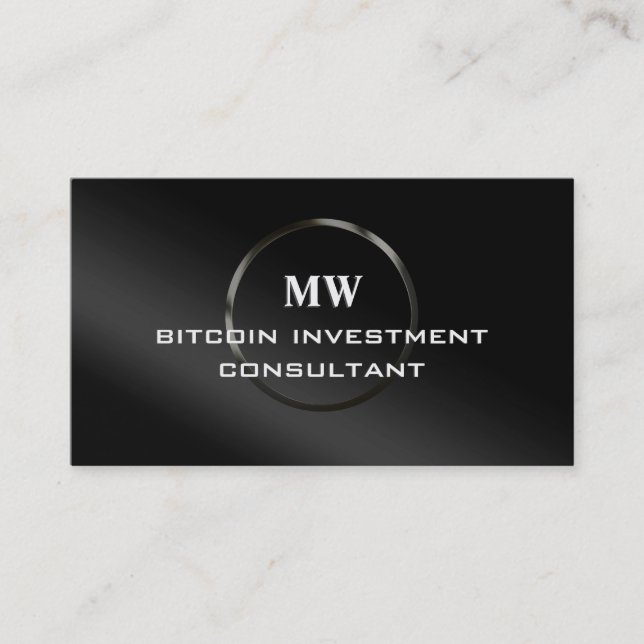 Bitcoin Investment Consultant, silver ring logo Business Card (Front)