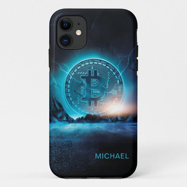 Bitcoin Landing Crypto BTC Personalised Name Case-Mate iPhone Case (Back)