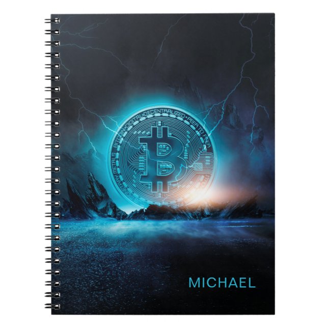 Bitcoin Landing Crypto BTC Personalised Name Notebook (Front)