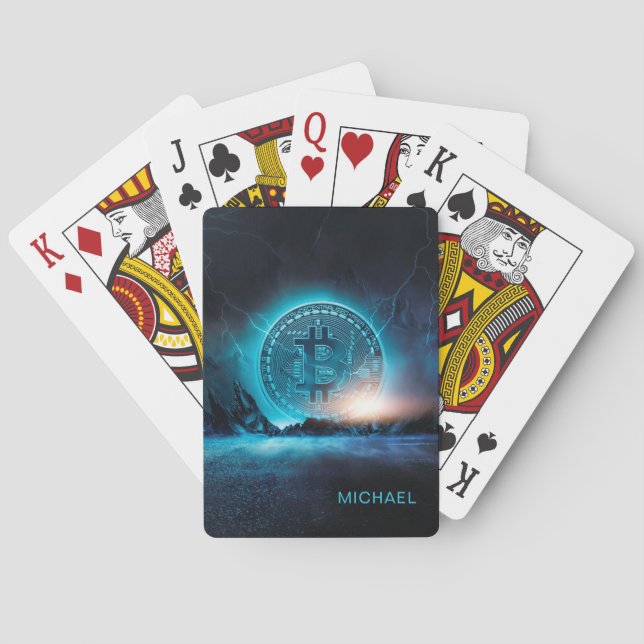 Bitcoin Landing Crypto BTC Personalised Name  Playing Cards (Back)