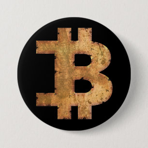 BITCOIN LETTER B VINTAGE CRYPTOCURRENCY GIFT 7.5 CM ROUND BADGE
