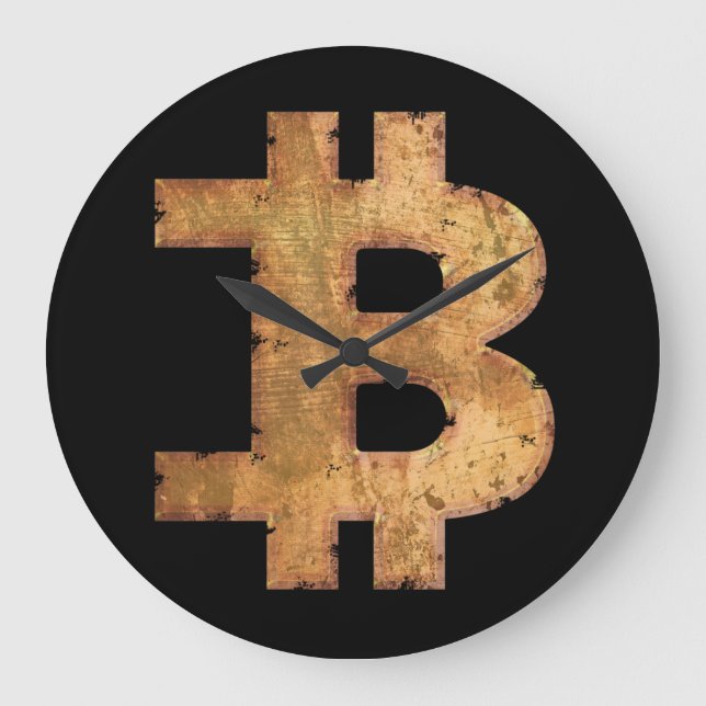 BITCOIN LETTER B VINTAGE CRYPTOCURRENCY GIFT LARGE CLOCK (Front)