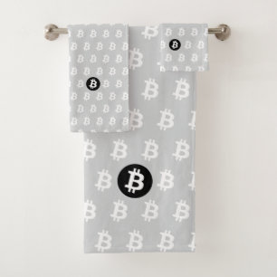 Bitcoin Light Grey Bath Towel Set