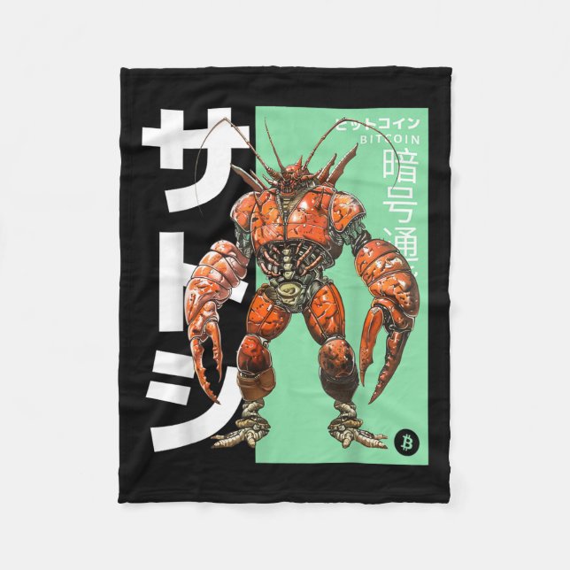 Bitcoin Lobster (btc Crypto Statement &amp; Anime  Fleece Blanket (Front)