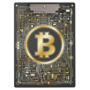 Bitcoin Logo Crypto Circuit Board Cryptocurrency Clipboard