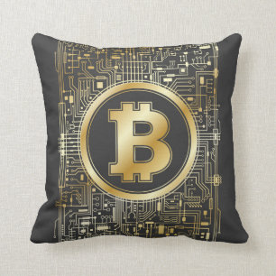 Bitcoin Logo Crypto Circuit Board Cryptocurrency Cushion
